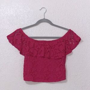 Ambiance pink lacy off the shoulder top